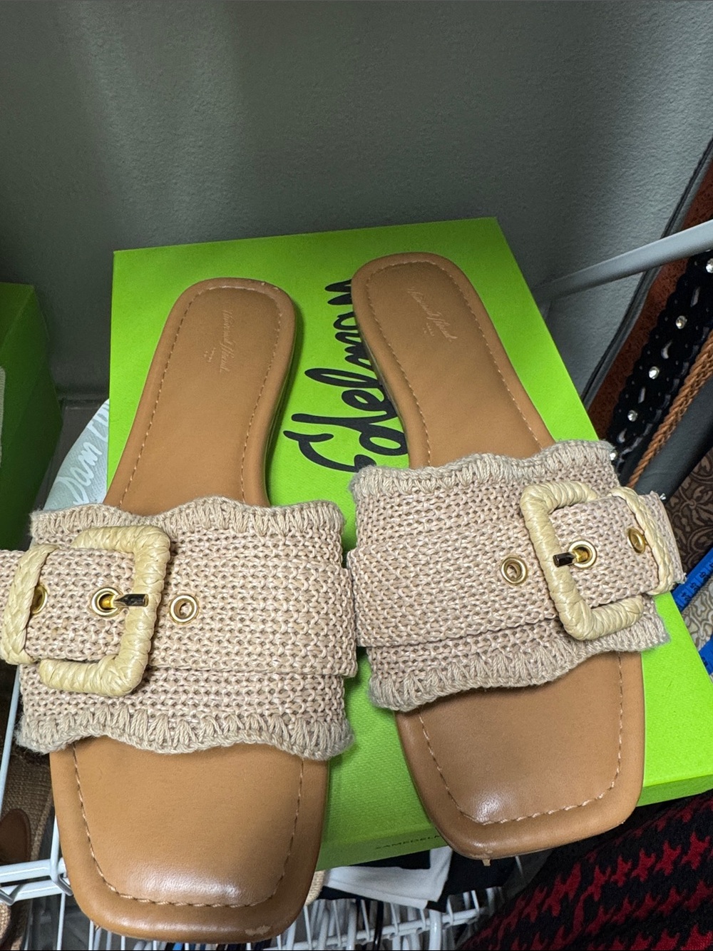 Universal Thread Beige Crochet Buckle Slide Sandals